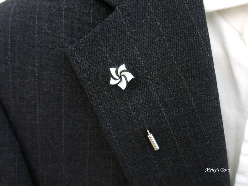 Black/white Flower Suit Pin Lapel Stick Pin Pocket Pin Etsy