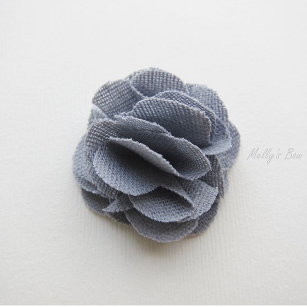 Gray Linen Lapel Flower Pin - Wedding Boutonniere - Buttonhole - Tuxedo Corsage