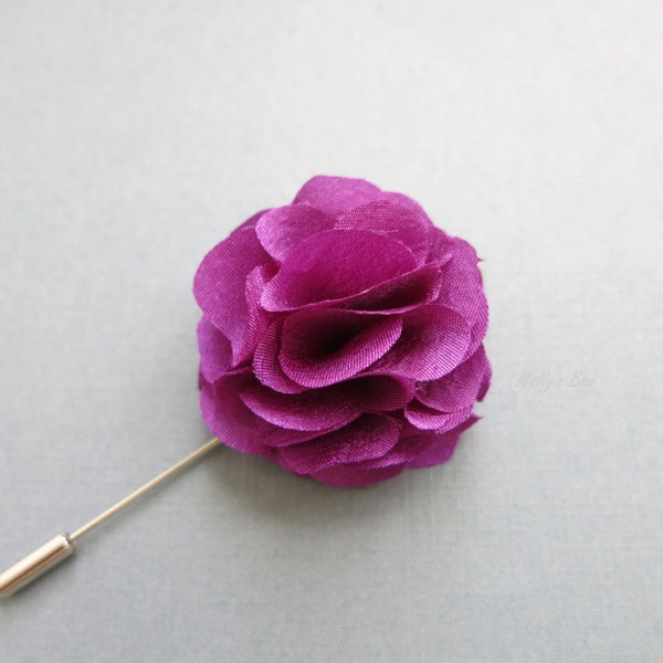 Sedosa orquídea boda Boutonniere - pin de flor de solapa de los hombres