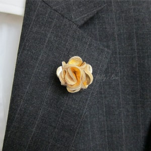 Metallic Gold Carnation Lapel Flower Pin - Wedding Boutonniere - Tuxedo Corsage