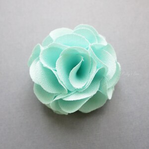 Mint Green Chiffon Boutonniere - Men's Lapel Flower Pin - Buttonhole - Groomsmen Flower