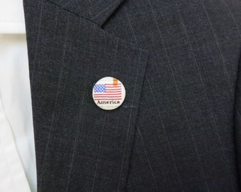 America Flag Lapel Button Pin - Buttonhole