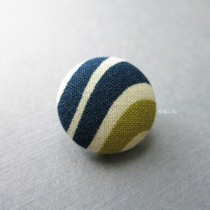 Blue-Green Stripes Lapel Button Pin - Buttonhole (7/8")