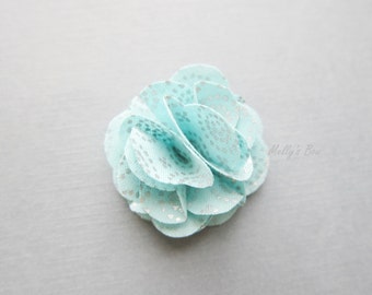 Metallic Teal Wedding Boutonniere - Lapel Flower Pin - Tuxedo Corsage