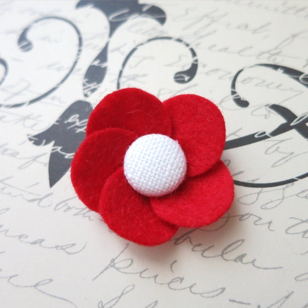 Red Anemone Lapel Flower Pin - Boutonniere - Buttonhole - Anstecknadel