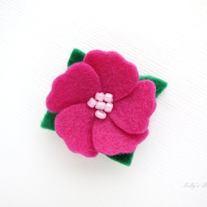 Fuchsia Azalea Flower Lapel Pin - Grooms Boutonniere - Flower Brooch