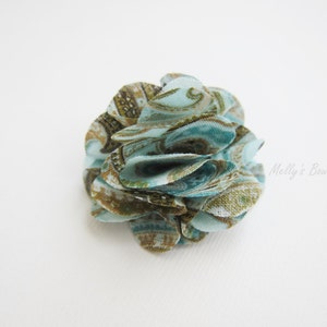 Men's Lapel Flower Pin - Groomsmen Flower - Tuxedo Corsage - Aqua-Brown Paisley