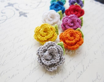 Choose 3 - Crochet Rose Lapel Flower - Men's Lapel Pin - Wedding Boutonniere - 1"