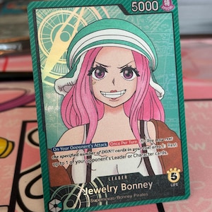 One Piece TCG Textured Holo Custom Fanart Green Bonney Leader!