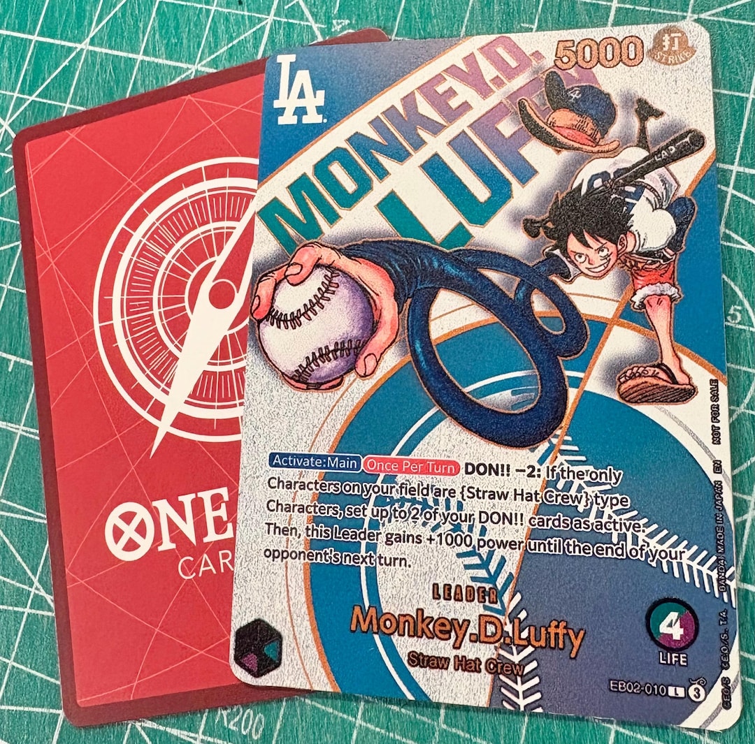 One Piece TCG Textured Holo Handmade Dodgers or Braves Luffy