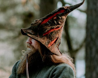 Forest Witch Hat | Felted Merino Wool Wizard Hat with Mushroom