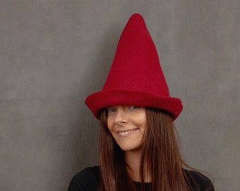 Gnome Hat. Christmas Elf Hat for Adults. Hand Felted Pointy Hat. MADE TO ORDER