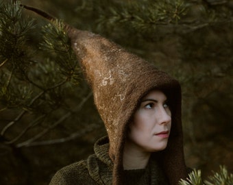 Fantasy Druid Hat | Gnome Hat | Felted Pointy Costume Hat |  MADE TO ORDER