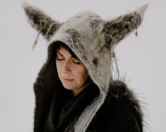 Animal Hood with Ears |  Woolf Hood | Wolf Headdress | Ready To Ship