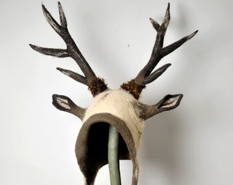 Deer Antler Costume Hat | Deer Cosplay Hat | Krampus Pagan Costume Hat | Deer Costume | Antler Hat | Animal Hat with Ears and Antlers