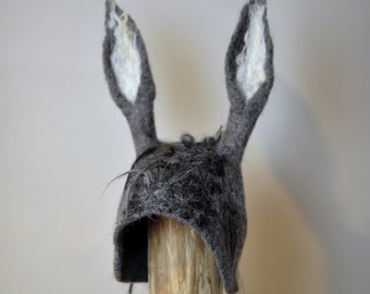 Donkey Hat | Felted Donkey Costume Hat | Donkey Cosplay | Hand Felted Animal Hat wit Donkey Ears | Donkey Costume Headgear | MADE TO ORDER