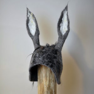 Donkey Hat | Felted Donkey Costume Hat | Donkey Cosplay | Hand Felted Animal Hat wit Donkey Ears | Donkey Costume Headgear | MADE TO ORDER