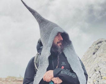 Sombrero de fantasía / Sombrero de mago de fieltro / Sombrero de druida gris / Sombrero de gnomo de fieltro / Sombrero de traje de Gandalf / HECHO A PEDIDO