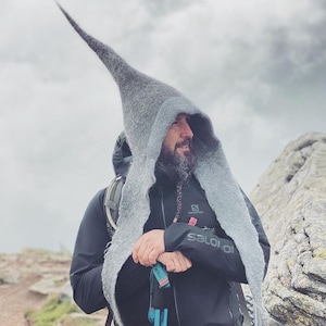 Fantasy Hat | Felt Wizard Hat | Gray Druid Hat | Felted Gnome Hat | Gandalf Costume Hat| MADE TO ORDER