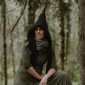 Long Pointy Hat | Merino Wool Witch Wizard Pointy Hat | Gnome Hat | Costume Hat