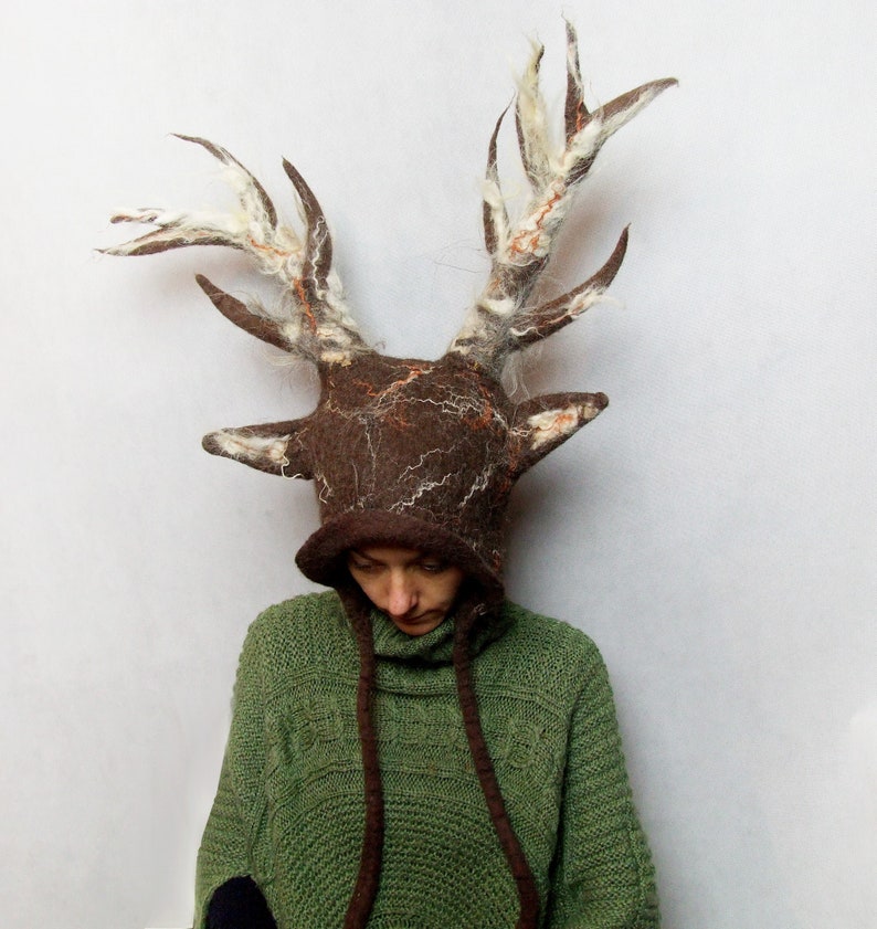 Deer Hat Costume Hat wit Antlers Cernunnos Horned Hat | Etsy