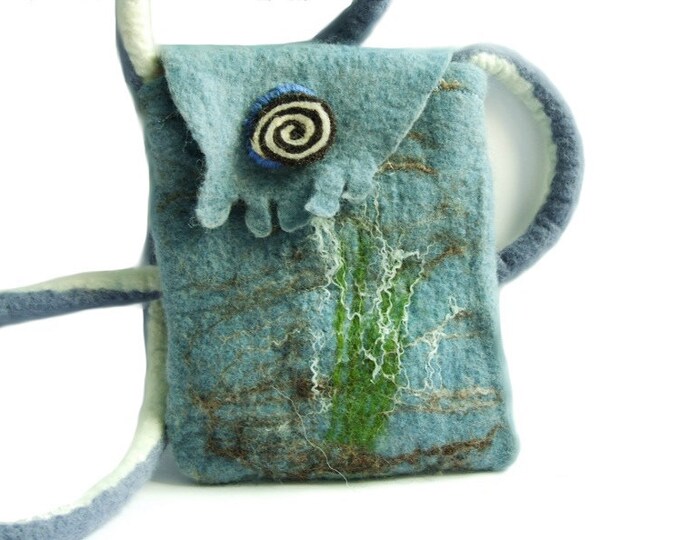 SALE Felt Bag Wool Felted Bag Wet Felted Bag Blue Bag Etsy
