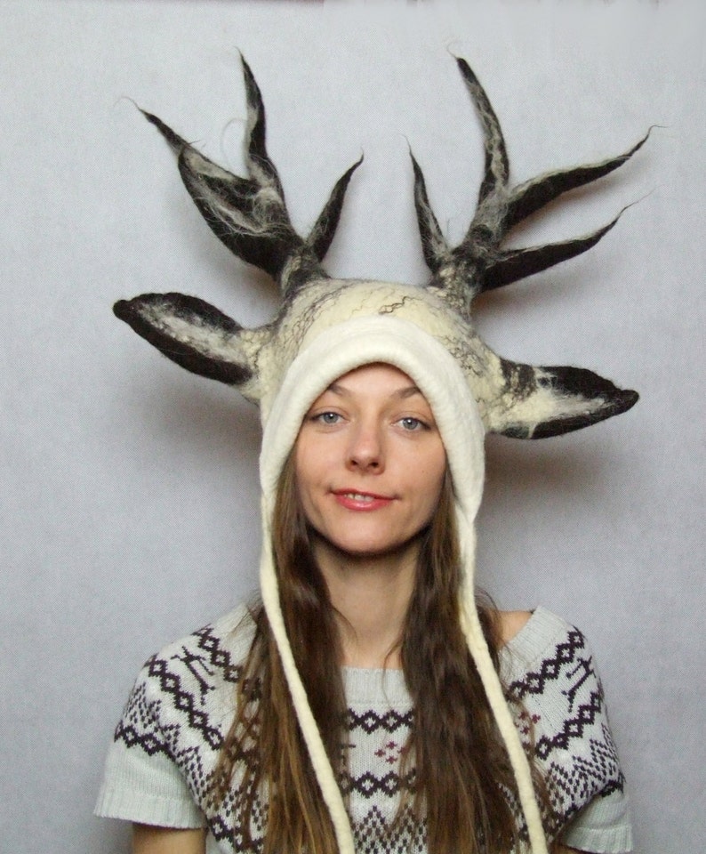 White Deer Antlers Costume Hat Fawn Antlers Headdress for a Etsy