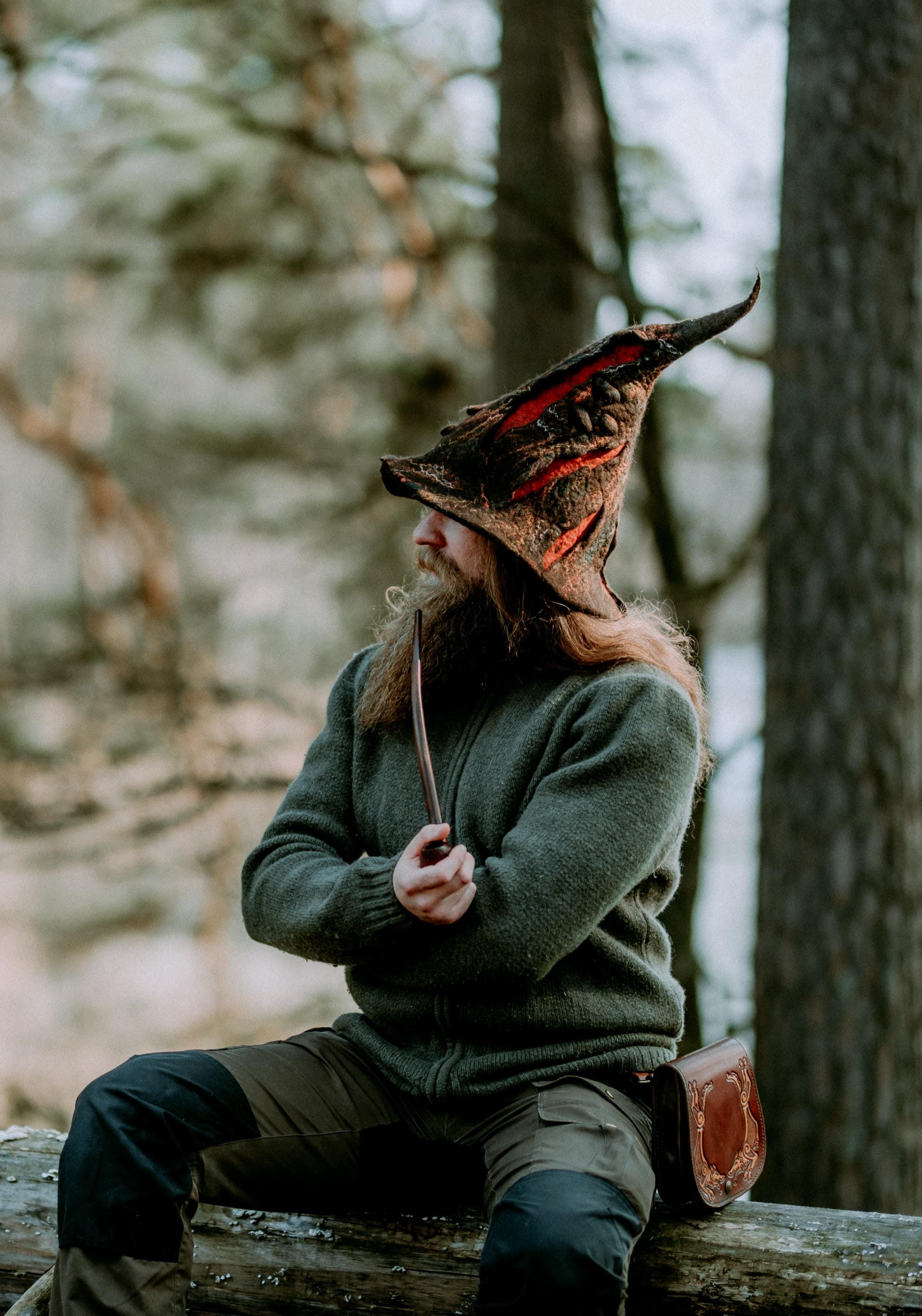 Forest Witch Hat | Felted Merino Wool Wizard Hat With Mushroom - Etsy