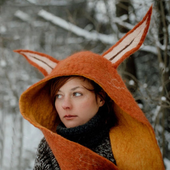 Fox Cosplay Hood. Festival Hood With 