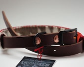 Leather Dog Collar With Pendleton Wool Collar Slip in Chestnut