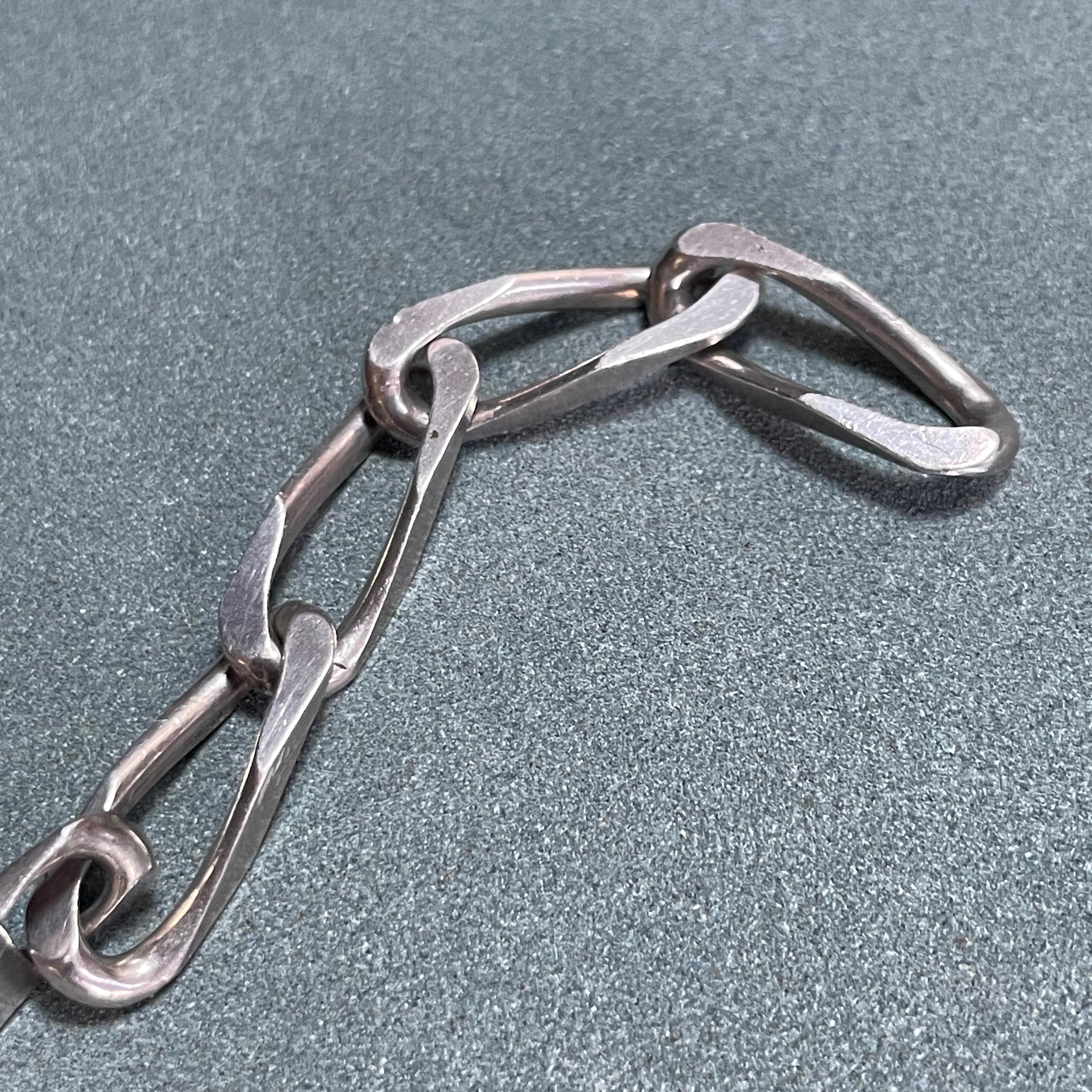 Vintage French Silver ID Bracelet Michel, 1970s Chunky Jewellery 