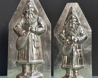 vintage Father Christmas chocolate making moulds, Matfer France 24.5cm & 21cm professional stainless steel, Père Noël/StNicholas/Santa