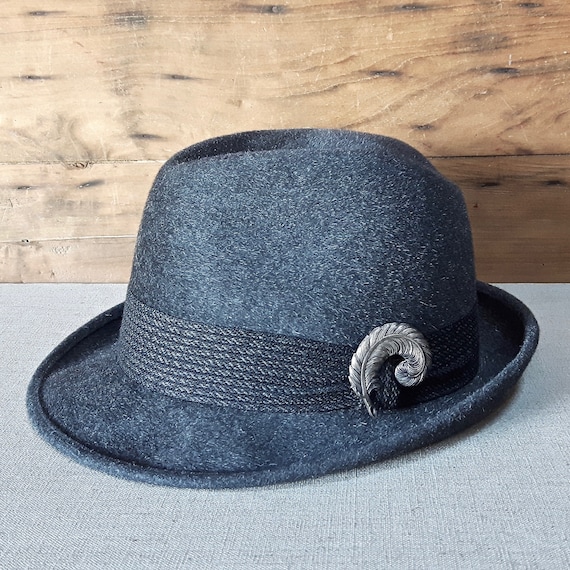 Charcoal Gray Vintage Wool Hat vintage Sturmvugel Fisherman Hat Mariner Wool Charcoal Gray  main image 4