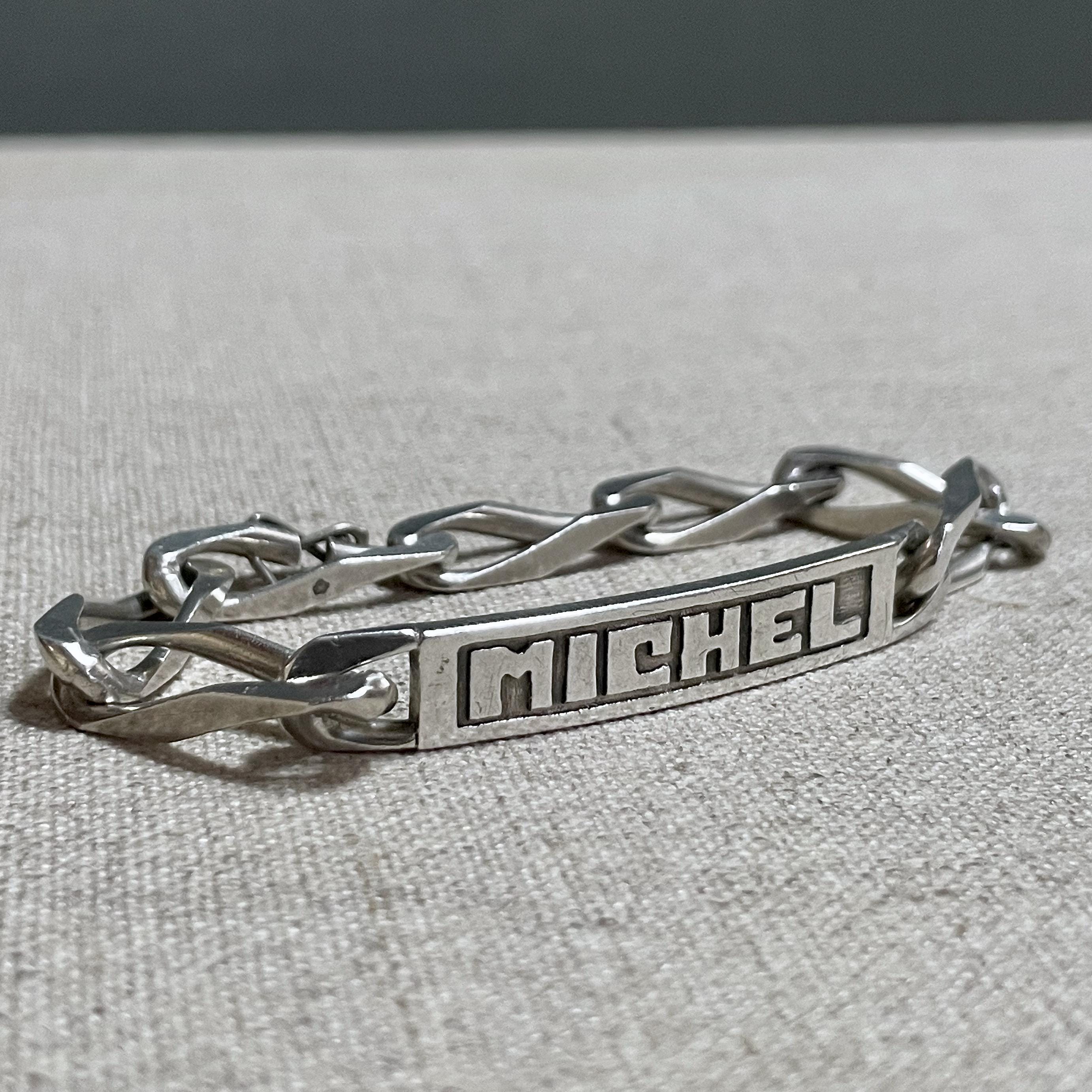 アクセサリー vintage silver French id bracelet rare Vintage French Silver ID Bracelet Michel, 1970s Chunky Jewellery