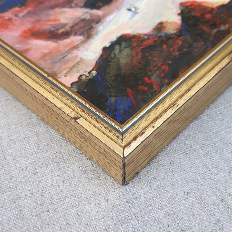 vintage French oil painting Provence France Plage du Luxembourg Mediterranean Sea original signed oil on board seascape Christmas gift