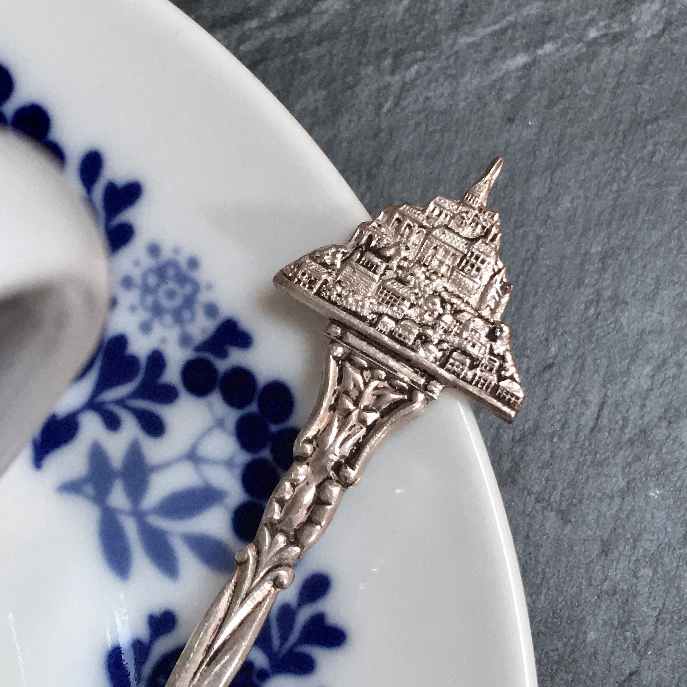Bracelet Souvenir Mont Saint Michel Vintage - Métal Argenté, 23,5 Cm, Fermoir Crochet