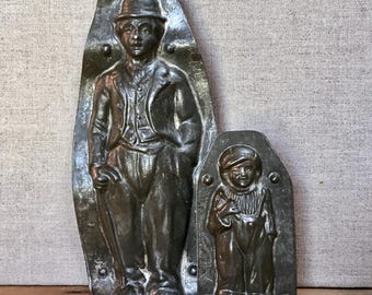 Ancien Moule à Chocolat Métal Chien Et Chat - Thème Pâques, Chocolatier, France