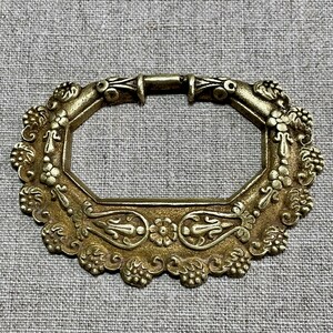 French antique drawer/wardrobe handle, early 20thC flowers & swirls bronze ormolu furniture fitting hardware salvage recoup recycling
