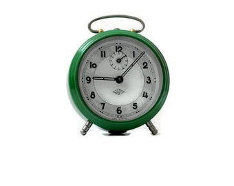 Upcycled green Japy alarm clock from France home decor