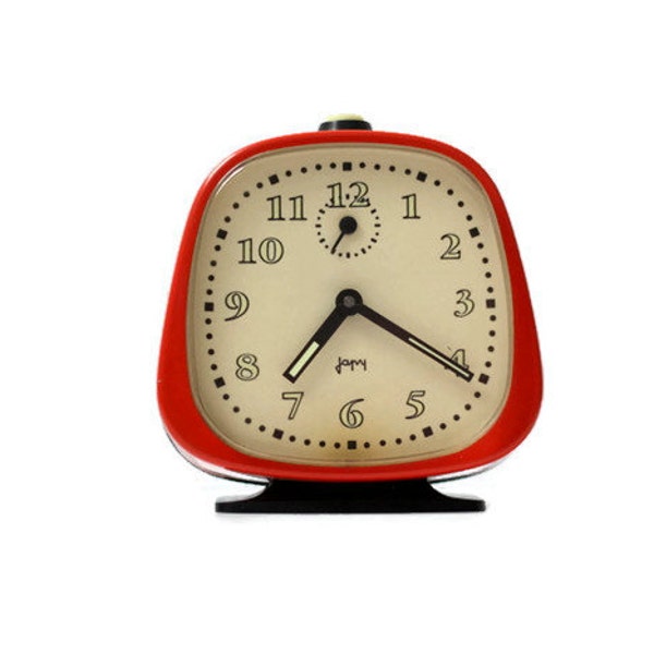 Retro alarm clock Japy vintage French clock red home decor