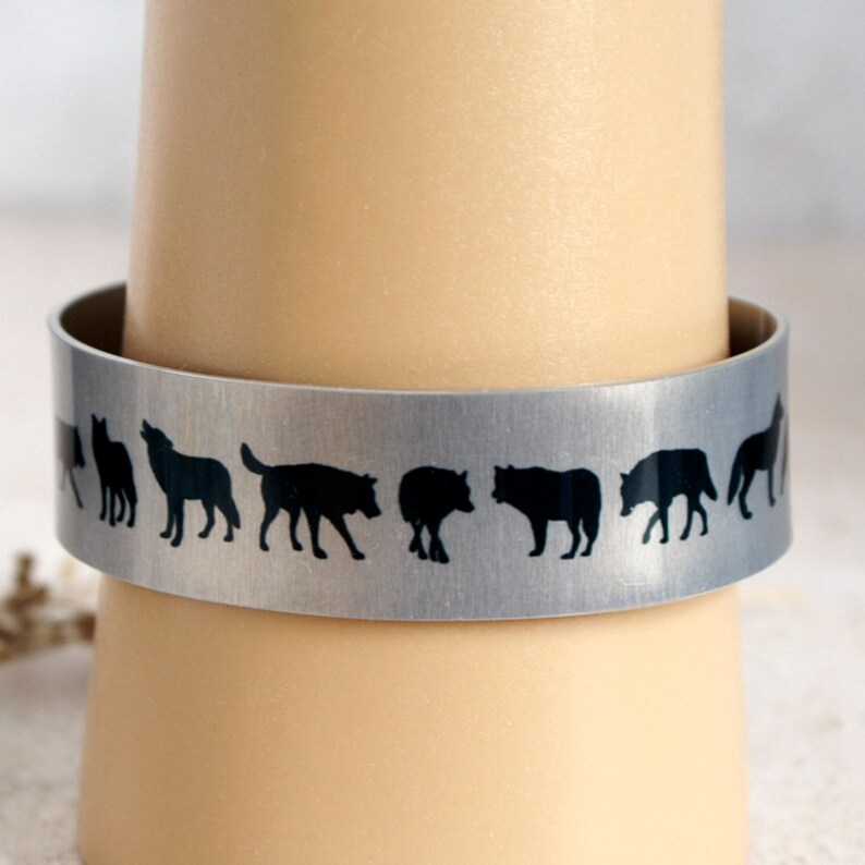 Wolf cuff bracelet personalised metal bangle gifts for her Etsy