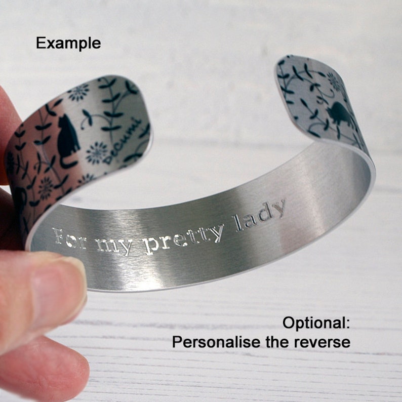 Cat cuff bracelet personalised jewellery with cats metal image 5