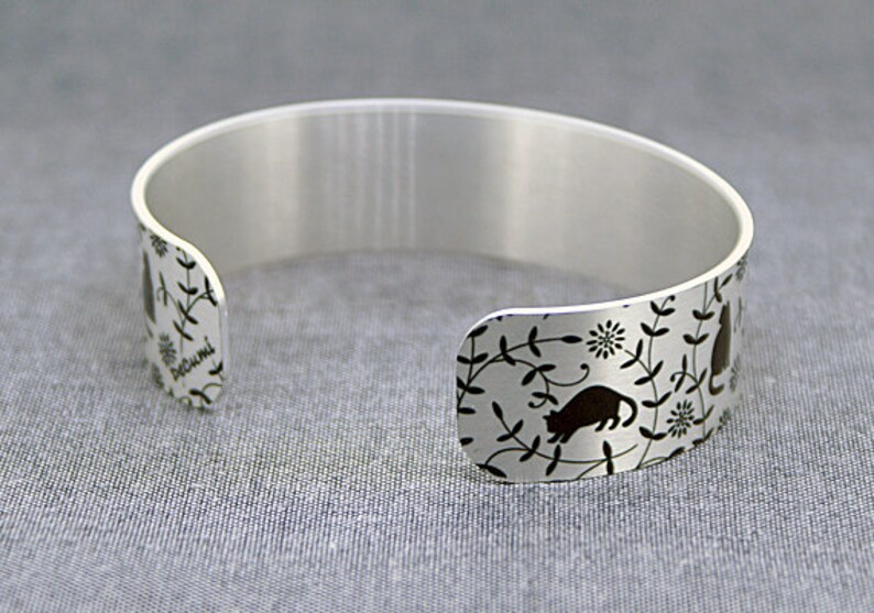 Cat cuff bracelet personalised jewellery with cats metal image 3