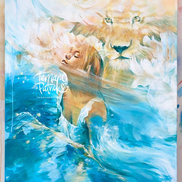 Living Water (80x100cm) Jezus, Lion of Judah, Yeshua, Bijbel, Religieuze Kunst, Christelijk Schilderij, Jezus Schilderij, Christelijke Kunst