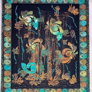 Original art quilt - “Pre-Hysterical Fish” - NEW PRICE!