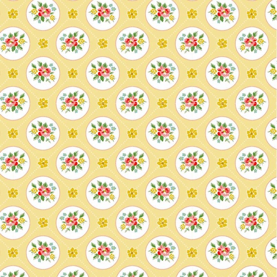 PRE-ORDER- Matilda- Poppie Cotton- MA25116- Miss Marie Yellow- Cotton Quilting Fabric- Lane to Grace- Ships APRIL 2026