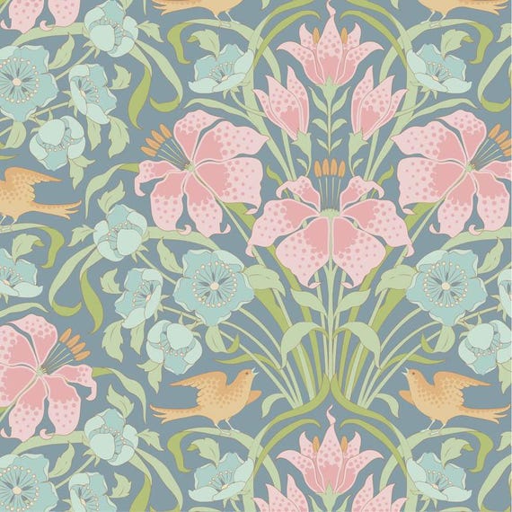 PREORDER – Tilda Songbird Collection Fabric- Songbird- Blue- 100652 Arriving February