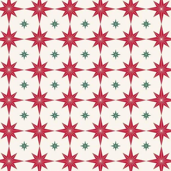 Christmas Starbursts Cream Cotton Fabric - Riley Blake Designs