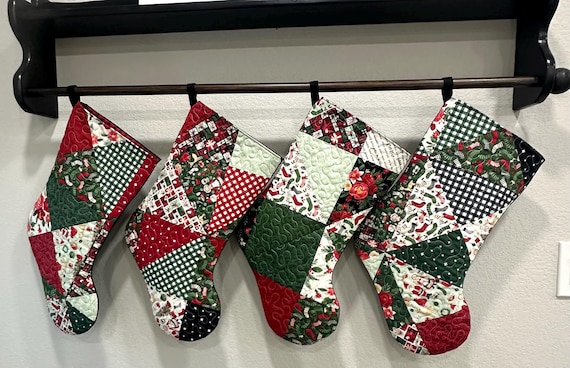 Handmade Quilted Christmas Stocking: Charming Christmas Plaid