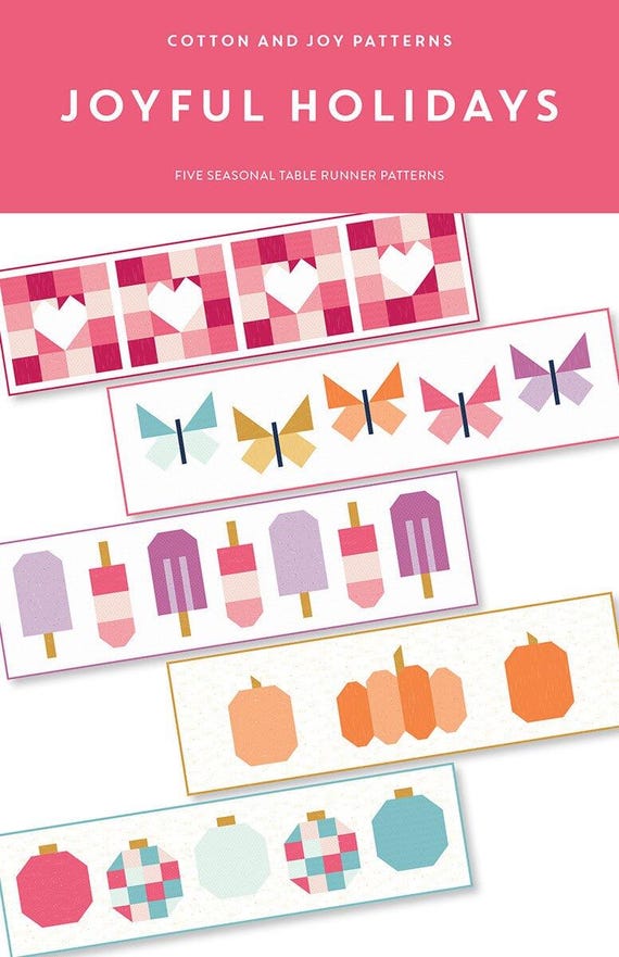 Joyful Holidays Table Runner Pattern, Cotton and Joy Patterns, CJ132